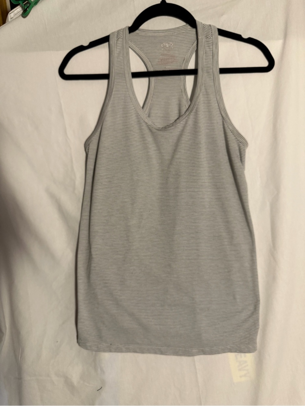 #467 Athletic Works Light Gray Striped Racerback Tank
